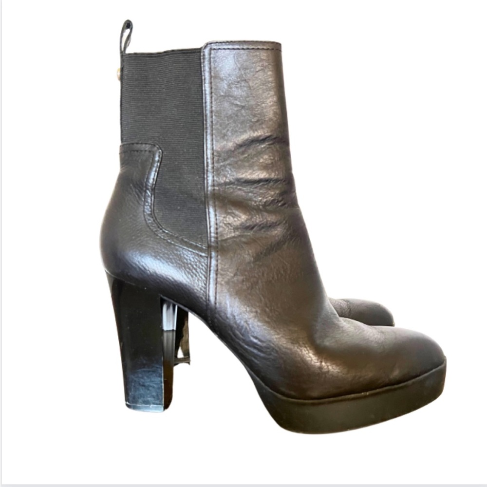 Donald J Pliner Milan Black Leather Platform Mid Calf heeled Boots size 9